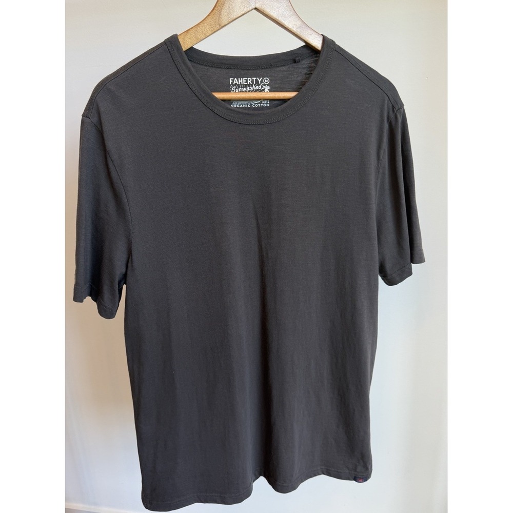 Faherty Sunwashed T Shirt Mens Medium Gray Organic Cotton Short Sleeve Top